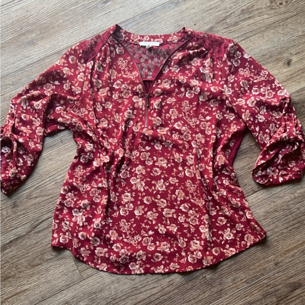 Floral Red Women's Top